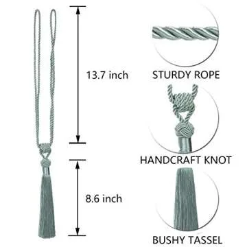 BEL AVENIR Curtain Tiebacks Hand-Woven Holdbacks Home Decorative Tassels Tiebacks (Blue, 2 Pack)