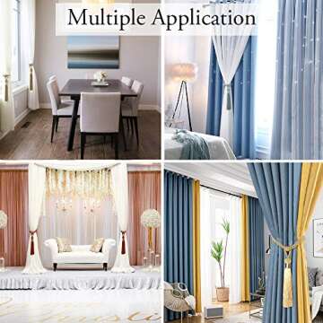 BEL AVENIR Curtain Tiebacks Hand-Woven Holdbacks Home Decorative Tassels Tiebacks (Blue, 2 Pack)