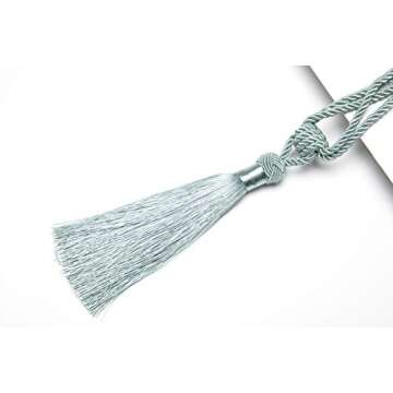 BEL AVENIR Curtain Tiebacks Hand-Woven Holdbacks Home Decorative Tassels Tiebacks (Blue, 2 Pack)