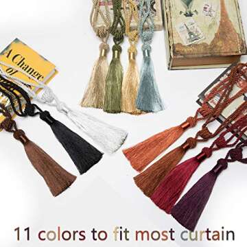 BEL AVENIR Curtain Tiebacks Hand-Woven Holdbacks Home Decorative Tassels Tiebacks (Blue, 2 Pack)