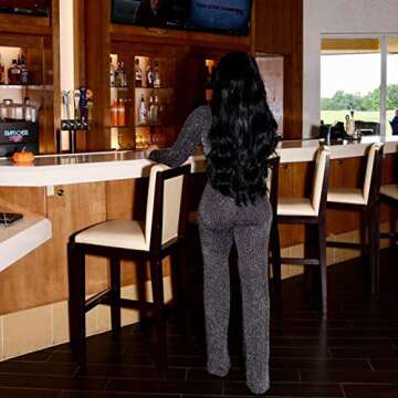 LightlyKiss V Neck Sparkly Jumpsuit for Women - Party Wear