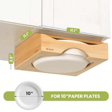 Stylish Bamboo Paper Plate Dispenser - Easy Mount & Clean