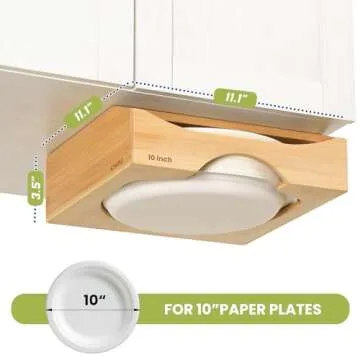 Stylish Bamboo Paper Plate Dispenser - Easy Mount & Clean