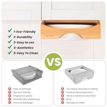 Stylish Bamboo Paper Plate Dispenser - Easy Mount & Clean