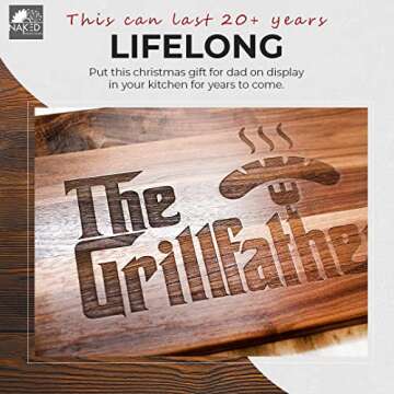 The Grillfather Cutting Board – Wooden Handmade Cutting Boards – Gifts for dad, Stepdad, Grandfather, or Bonus Dad