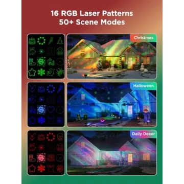 Govee Outdoor Projector Light, Holiday Laser and Aurora Projector Light for Outdoor and Indoor Decor, 16 RGB Patterns, RGBW Aurora, 51 Holiday Scene Modes, Works with Alexa, Google Assistant, Matter