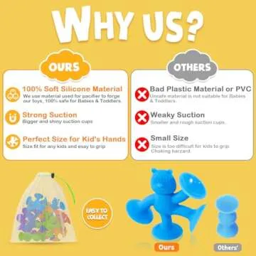 Baby Bath Toys Suction Cup Toys for Kids No Hole Bath Toys for Kids Ages 1-3 Toddler Bath Toys Connect Build CreateTravel Toys Suction Toys Bathtub Toys ( 12 Pcs )