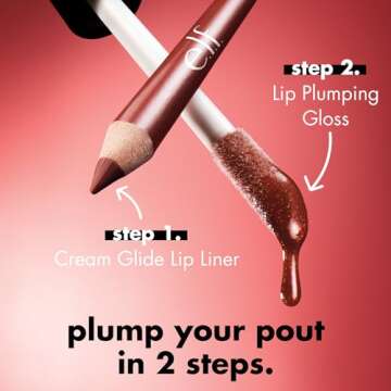 e.l.f. Lip Plumping Gloss, High-Shine Liquid Lip Color, Creates Fuller Lips & Plumper Pout, Moisturizing Formula, Mauve Lady, 0.09 Fl Oz