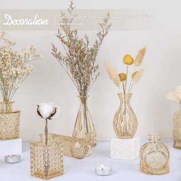 TBWIND Glass Bud Vase Set of 24, Small Amber Flower Vases for Centerpieces in Bulk, Mini Vintage Vas...