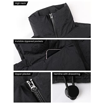 UANEO Women's Cropped Puffer Vest Zip Up Stand Collar Sleeveless