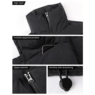 UANEO Women's Cropped Puffer Vest Zip Up Stand Collar Sleeveless