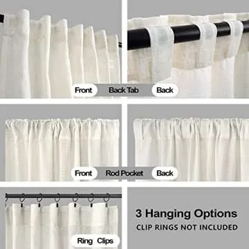 KOUFALL 84 Inch Length Linen Curtains Drapes for Living Room 2 Panels Set,Cream Beige Neutral Boho Light Filtering Semi Sheer Curtains for Bedroom 84 Inches Long,Ivory Off White