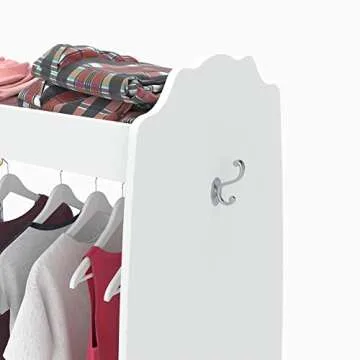 mecor Kids Dress Up Storage with Mirror, Clothes Hook, Shelf and Rod - Kids Armoire with Fabric Storage Bins (White)