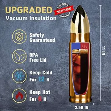 Funslive 17 oz Bullet Thermos Tumbler - Unique Gifts for Men