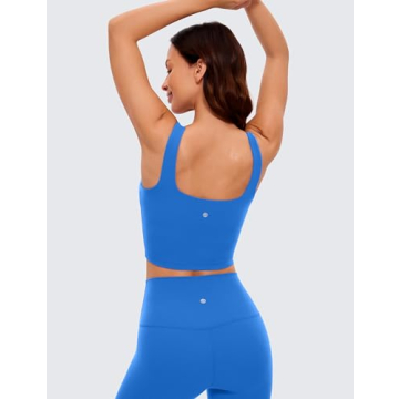 CRZ YOGA Women's Square Neck Sports Bra - Buttery Soft Comfort