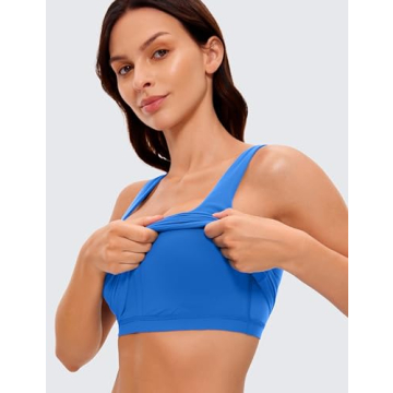 CRZ YOGA Women's Square Neck Sports Bra - Buttery Soft Comfort