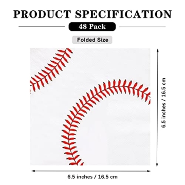 Baseball Design Napkins | Sports Party Supplies 48 Pack