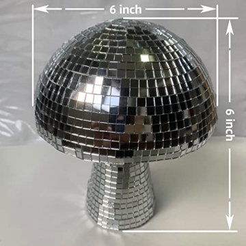 Mxkoso Mushroom Disco Ball for bar, Party, Room, Table Decor - Mirror Disco Ball Mushroom Shape Home Art Decorations (Silver 6 inch)