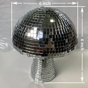 Mxkoso Mushroom Disco Ball for bar, Party, Room, Table Decor - Mirror Disco Ball Mushroom Shape Home Art Decorations (Silver 6 inch)