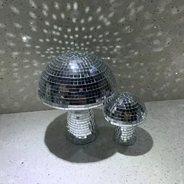 Mxkoso Mushroom Disco Ball for bar, Party, Room, Table Decor - Mirror Disco Ball Mushroom Shape Home Art Decorations (Silver 6 inch)