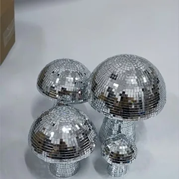 Mxkoso Mushroom Disco Ball for bar, Party, Room, Table Decor - Mirror Disco Ball Mushroom Shape Home Art Decorations (Silver 6 inch)