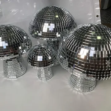 Mxkoso Mushroom Disco Ball for bar, Party, Room, Table Decor - Mirror Disco Ball Mushroom Shape Home Art Decorations (Silver 6 inch)