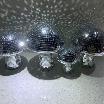 Mxkoso Mushroom Disco Ball for bar, Party, Room, Table Decor - Mirror Disco Ball Mushroom Shape Home Art Decorations (Silver 6 inch)