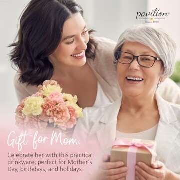 Pavilion Large Ceramic Coffee Mug with "Mama Bear" Text Design, Microwave & Dishwasher Compatible, Tall Coffee or Tea Cups for Moms with Handle, Ideal for Daily Use or Special Occasions - Pink, 20 oz