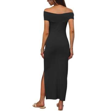 Darong Womens Summer Off The Shoulder Twist Knot Front Dresses Sleeveless Slim Fit Casual Party Long Dress 9063 Black M