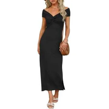 Darong Women's Summer Off The Shoulder Dress - Maxi Black Dress