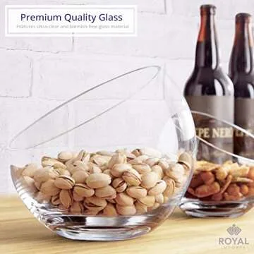 Elegant Royal Imports Clear Glass Slant Bowls for Decor