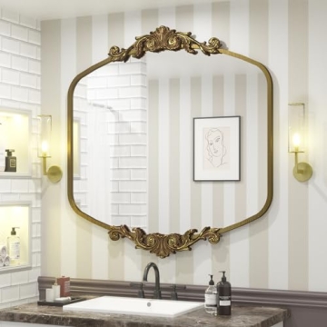 Elegant SMIROR Gold Vintage Mirror 36x36 - Antique Style for Any Room