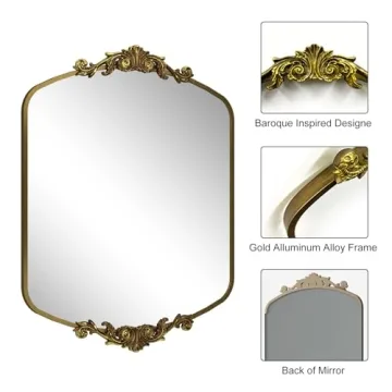 SMIROR Gold Vintage 36x36 Mirror for Home Decor