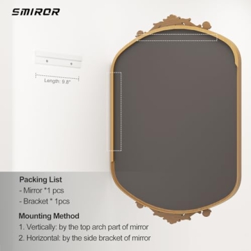 SMIROR Gold Vintage 36x36 Mirror for Home Decor