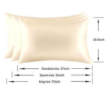 Jocoku 100% Mulberry Silk Pillowcases Set of 2 for Hair and Skin and Super Soft and Breathable Standard Size Nature Silk Pillowcases (Standard, Buff Beige)