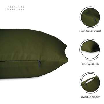 Encasa XO Throw Pillow Covers 18x18 in Set of 2 Leaf Green | No Inserts | Cotton Pillow Covers For Living Room, Bed, Sofa, Couch | Decorative Cushion Covers With Improved Zippers