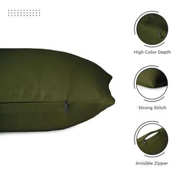 Encasa XO Throw Pillow Covers 18x18 in Set of 2 Leaf Green | No Inserts | Cotton Pillow Covers For Living Room, Bed, Sofa, Couch | Decorative Cushion Covers With Improved Zippers