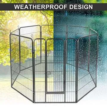 Giantex 48 Inch Fence With Door, 16/8 Panels Playpen for Outside Large Dogs, Portable Pet Enclosures...