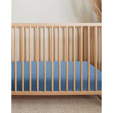 Crib Sheets for Boys Girl, Fitted Baby Toddler Bed Sheets 28" x 52", Neutral Muslin Cotton Crib Mattress Bedding Soft and Breathable Comfort (Crib Sheet,Blue)