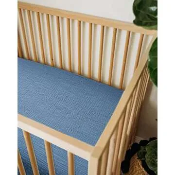Crib Sheets for Boys Girl, Fitted Baby Toddler Bed Sheets 28" x 52", Neutral Muslin Cotton Crib Mattress Bedding Soft and Breathable Comfort (Crib Sheet,Blue)