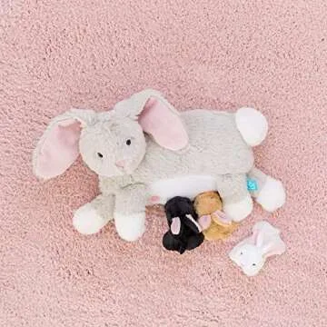 Manhattan Toy Nursing Nola Nurturing Rabbit Stuffed Animal with Plush Baby Bunnies