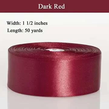 YASEO 1 1/2 Inch Dark Red Solid Satin Ribbon, 50 Yards Craft Fabric Ribbon for Gift Wrapping Floral Bouquets Wedding Party Decoration