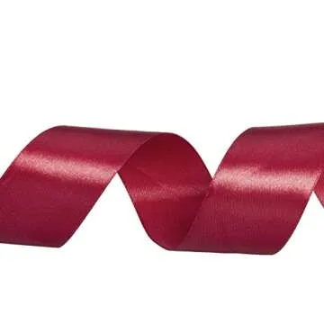 YASEO 1 1/2 Inch Dark Red Solid Satin Ribbon, 50 Yards Craft Fabric Ribbon for Gift Wrapping Floral Bouquets Wedding Party Decoration