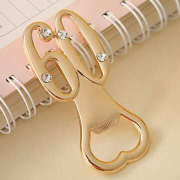 Creative Gold 60th Bottle Openers Set - 24 Pcs for Events