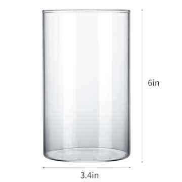 CUCUMI 12pcs Glass Cylinder Vases for Centerpieces, Flower Vases Wedding Decorations, 6 Inch Tall Gl...