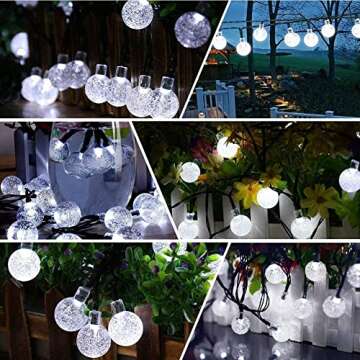 Solar String Lights Outdoor Waterproof,50LED Crystal Globe Solar String Lights,8 Mode 7M/24Ft Outdoor Solar Powered String Lights for Garden,Patio,Christmas,Parties,Wedding,Festival (Cool White)