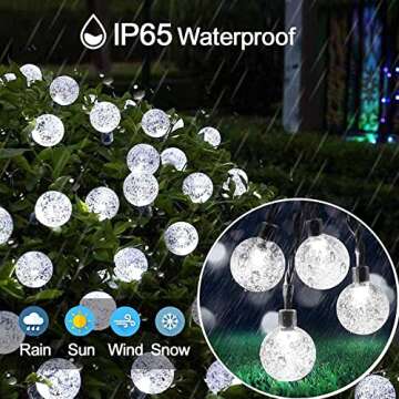 Solar String Lights Outdoor Waterproof,50LED Crystal Globe Solar String Lights,8 Mode 7M/24Ft Outdoor Solar Powered String Lights for Garden,Patio,Christmas,Parties,Wedding,Festival (Cool White)