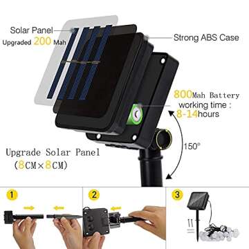 Solar String Lights Outdoor Waterproof,50LED Crystal Globe Solar String Lights,8 Mode 7M/24Ft Outdoor Solar Powered String Lights for Garden,Patio,Christmas,Parties,Wedding,Festival (Cool White)