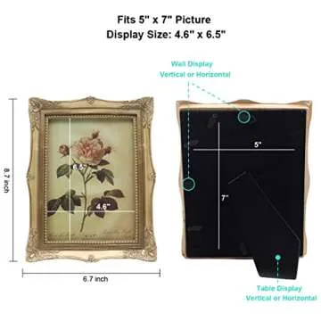 CISOO Antique 5x7 Vintage Picture Frame Tabletop Wall Decor