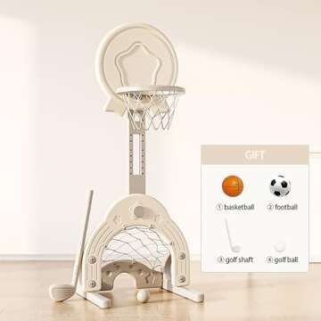 Kids Easy Score Basketball Set, Indoor Outdoor Basketball Hoop Set Adjustable Height Levels,Toddler ...